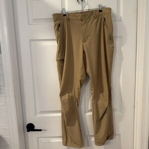 Columbia Omni-Shade Hiking Pants Mens 36 Tan Stretch Lightweight